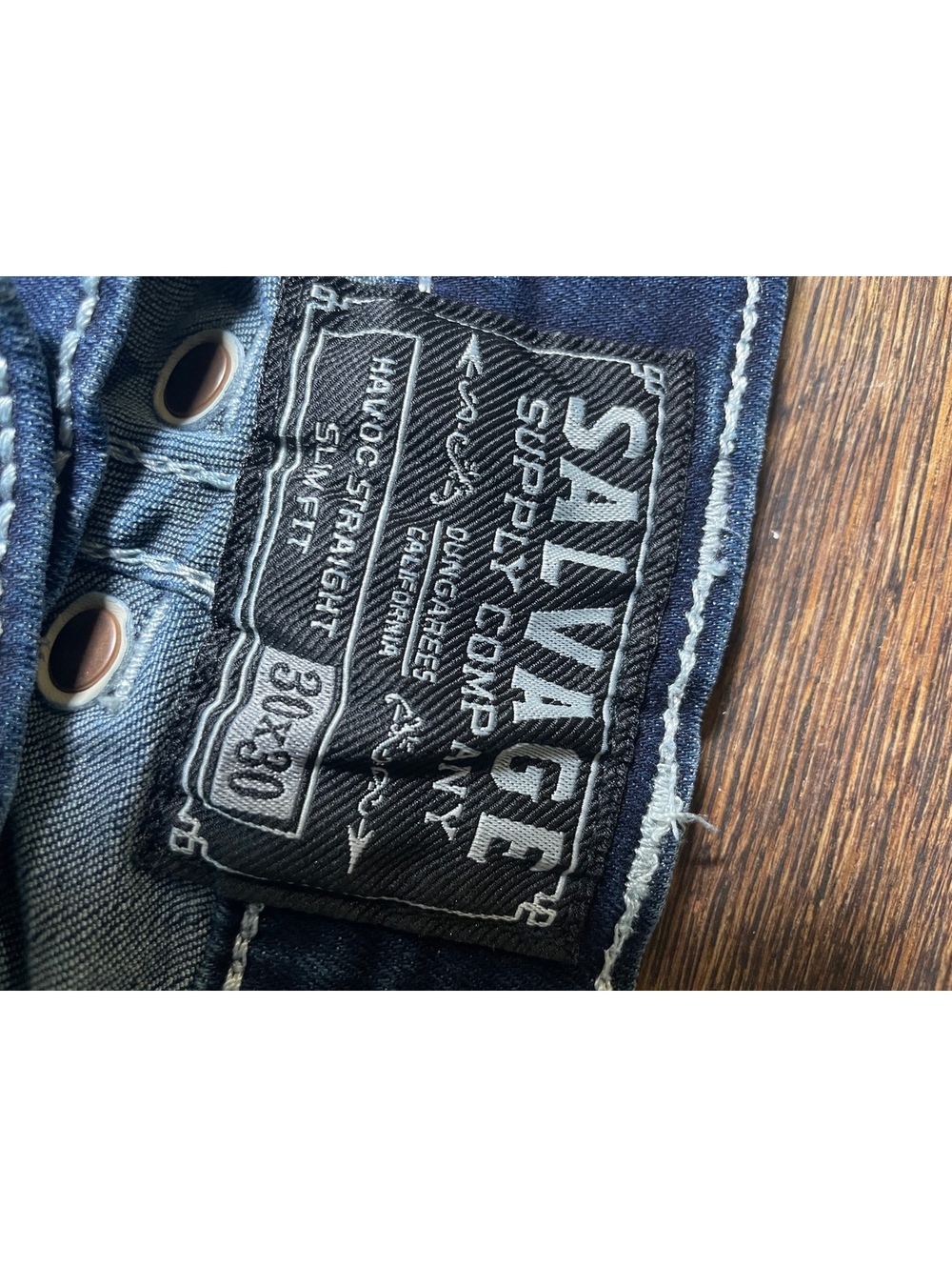 Salvage Supply Company embellished men’s Havoc straight jean dark wash 30x30 - Picture 7 of 10